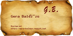Gera Balázs névjegykártya